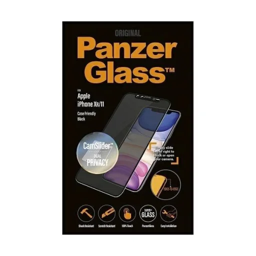 PanzerGlass E2E Super+ privacy edzett üveg kamerafedéllel iPhone XR / 11 - fekete kerettel üvegfólia - 3