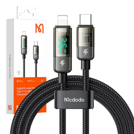 Mcdodo CA-3600 USB-C to Lightning kábel, automatikus kikapcsolás, 36W, 1.2m (fekete) - 4