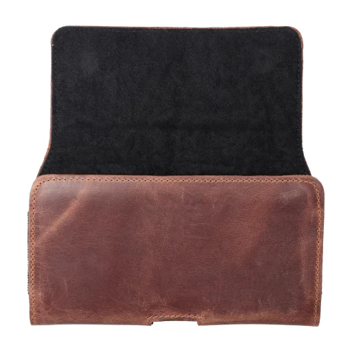 ROYAL Crazy Horse univerzális, vízszintes bőr övtok méret XL IPHONE 13 PRO MAX / 14 PRO MAX / SAMSUNG S21 PLUS / S20 FE / A50 / A51 5G / HUAWEI P30 PRO / P40 PRO / OPPO A98 5G barna tok - 2