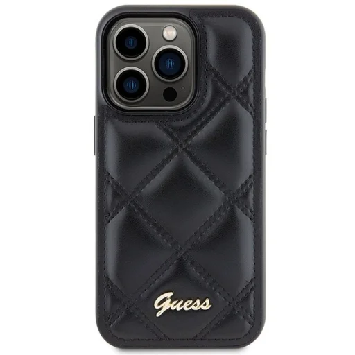 GUESS tok iPhone 15 Pro GUHCP15LPSQSQSK (Quilted Metal Logo) fekete - 2