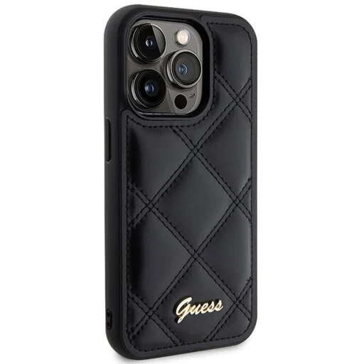 GUESS tok iPhone 15 Pro GUHCP15LPSQSQSK (Quilted Metal Logo) fekete - 3