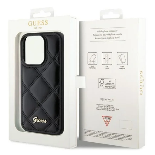 GUESS tok iPhone 15 Pro GUHCP15LPSQSQSK (Quilted Metal Logo) fekete - 8