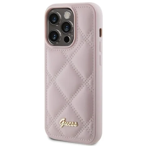 GUESS tok iPhone 15 Pro GUHCP15LPSQSQSP (Quilted Metal Logo) rózsaszín - 2