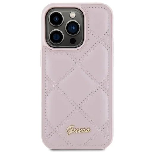 GUESS tok iPhone 15 Pro GUHCP15LPSQSQSP (Quilted Metal Logo) rózsaszín - 3