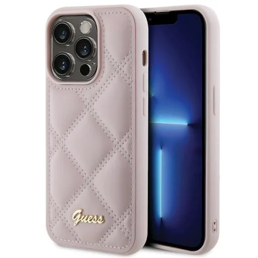 GUESS tok iPhone 15 Pro GUHCP15LPSQSQSP (Quilted Metal Logo) rózsaszín - 1