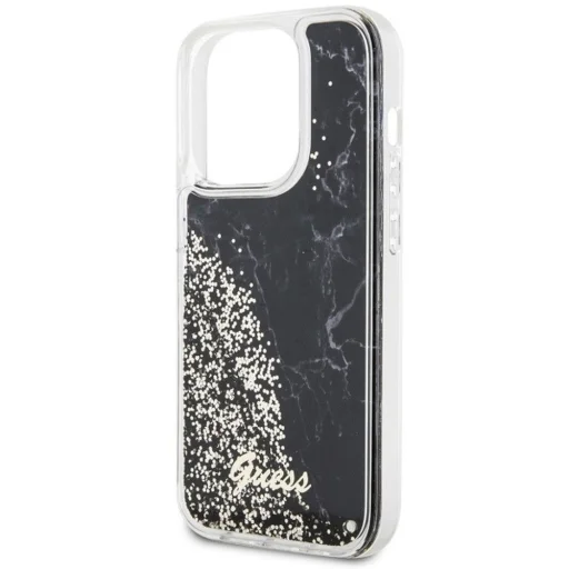 GUESS tok iPhone 14 Pro GUHCP14LLCSGSGK (Liquid Glitter Marble) fekete - 6