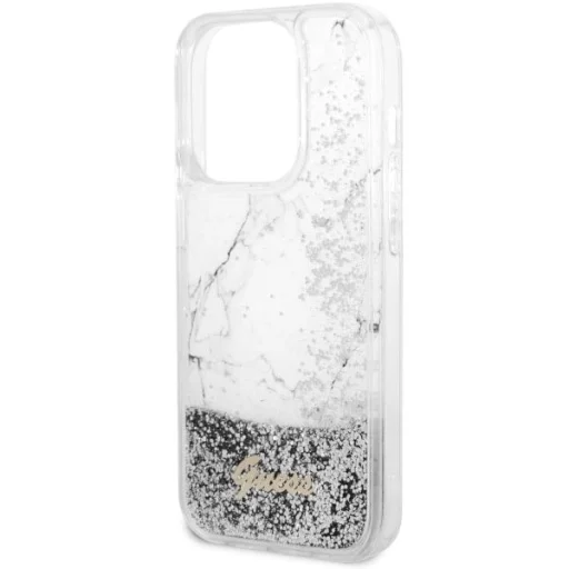 GUESS tok IPHONE 14 Pro GUHCP14LLCSGSGH (Liquid Glitter Marble) fehér - 3