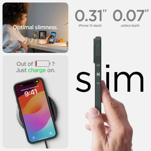  iPhone 15 abyss zöld SPIGEN Liquid Air tok - 13