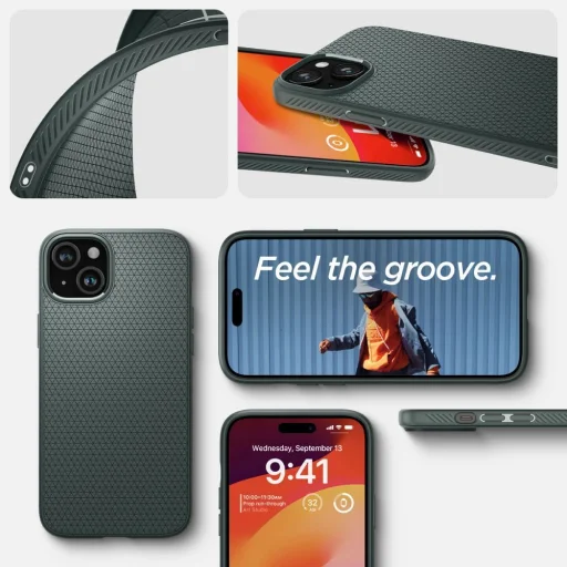  iPhone 15 abyss zöld SPIGEN Liquid Air tok - 14
