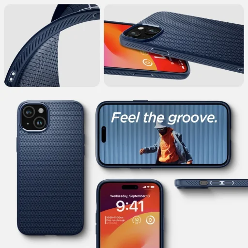  iPhone 15 Navy Blue SPIGEN Liquid Air tok - 15