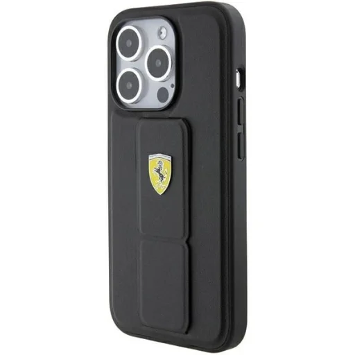 Ferrari Grip Stand Metal Logo tok iPhone 15 Pro Max - fekete - 3