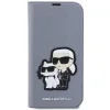 Karl Lagerfeld KLBKP14LSANKCPG iPhone 14 Pro 6.1" fliptok ezüst/ezüst Saffiano Karl & Choupette tok thumbnail