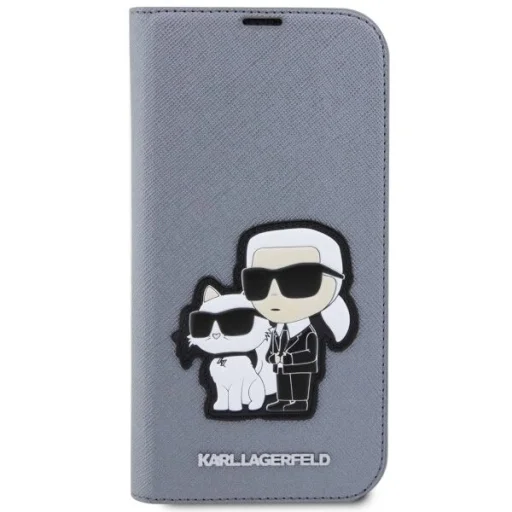 Karl Lagerfeld KLBKP14LSANKCPG iPhone 14 Pro 6.1" fliptok ezüst/ezüst Saffiano Karl & Choupette tok - 3