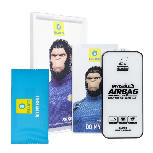 5D Mr. Monkey Glass - Apple iPhone 14 Pro Max fekete (Airbag Anti-broken) üvegfólia - 3