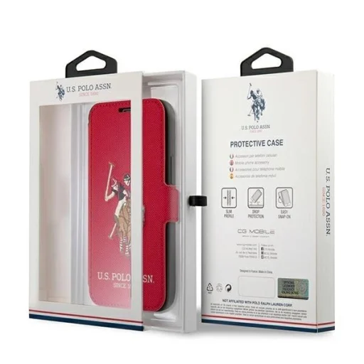 US Polo USFLBKP12MPUGFLRE iPhone 12/12 Pro 6,1" piros fliptok Polo Embroidery Collection - 7