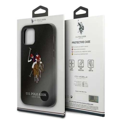 US Polo USHCP12MPUGFLBK iPhone 12/12 Pro 6.1" fekete/fekete Polo Embroidery Kollekció tok - 8