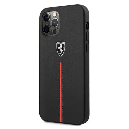 Ferrari FEOMSHCP12LBK iPhone 12 Pro Max fekete/fekete kemény tok Off Track Bőr Nylon Csíkos tok - 2