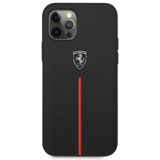 Ferrari FEOMSHCP12LBK iPhone 12 Pro Max fekete/fekete kemény tok Off Track Bőr Nylon Csíkos tok - 3