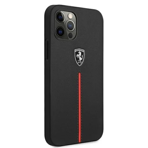 Ferrari FEOMSHCP12LBK iPhone 12 Pro Max fekete/fekete kemény tok Off Track Bőr Nylon Csíkos tok - 4
