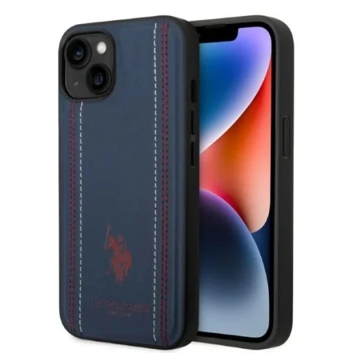 US Polo USHCP14SPFAV iPhone 14 6.1" sötétkék/sötétkék bőrszövésű tok - 1