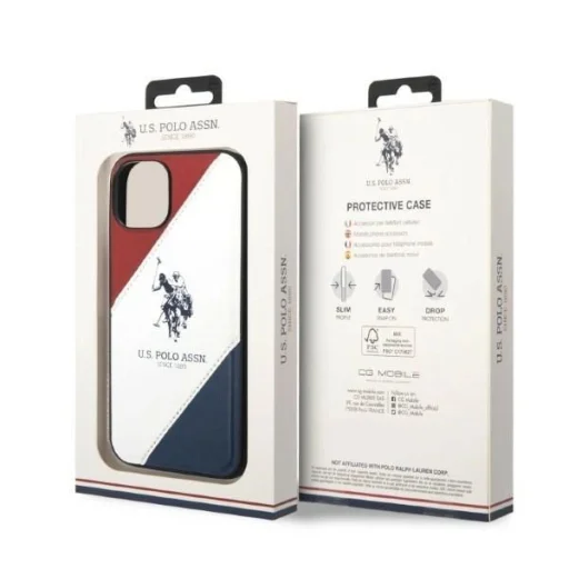 US Polo USHCP14MPSO3 iPhone 14 Plus 6.7" fehér/fehér Tricolor Dombornyomott tok - 7