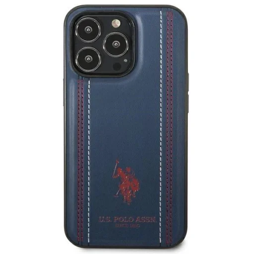 US Polo USHCP14LPFAV iPhone 14 Pro 6.1" sötétkék/mély kék varrott bőr tok - 3