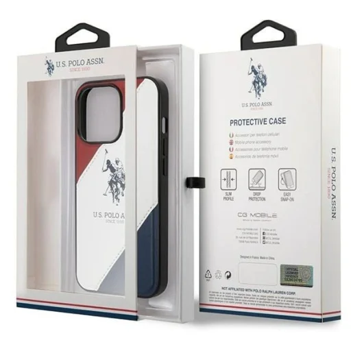 US Polo USHCP14XPSO3 iPhone 14 Pro Max 6.7" fehér/fehér Tricolor Dombornyomott tok - 8