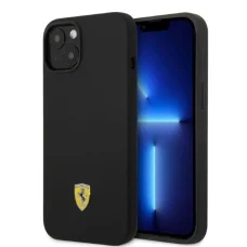 Ferrari FEHMSIP14SBK iPhone 14 6.1" fekete/fekete kemény tok szilikon fém logó MagSafe
