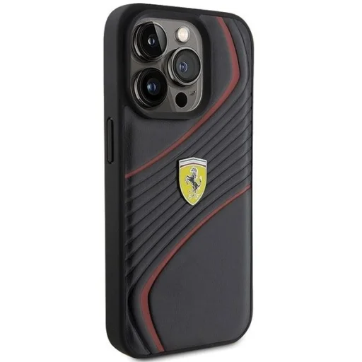 Ferrari Twist Metal Logo tok iPhone 15 Pro - fekete - 4