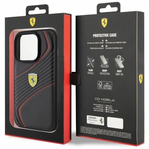 Ferrari Twist Metal Logo tok iPhone 15 Pro - fekete - 8