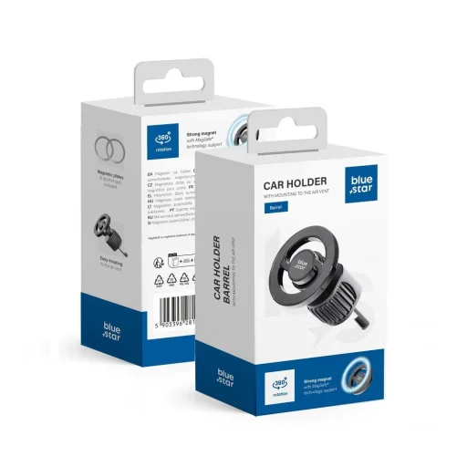 BLUE STAR BARREL mágneses autós szellőzőrács tartó kompatibilis MagSafe fekete - 1