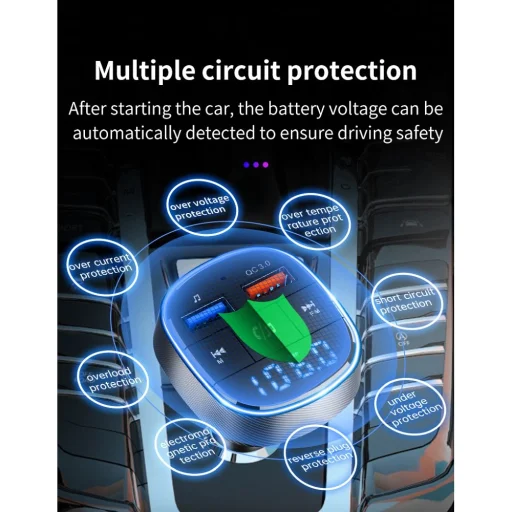 Transmitter FM MP3 Bluetooth 5.0 + TF kártyaolvasó + 2xUSB QC3.0 BC57 - 9