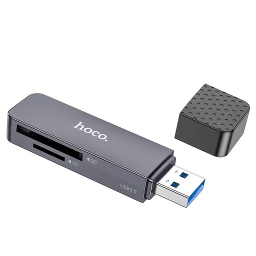 HOCO kártyaolvasó 2 az 1-ben USB A 3.0 HB45 fém szürke - 3