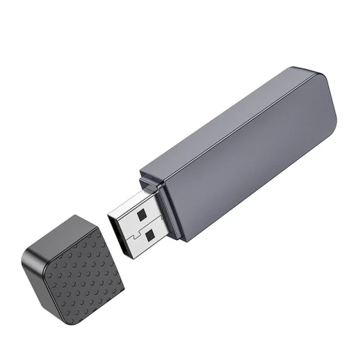HOCO kártyaolvasó 2 az 1-ben USB A 3.0 HB45 fém szürke - 4