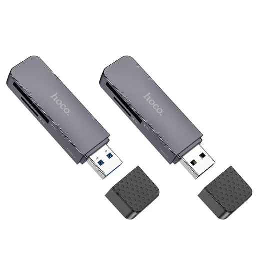 HOCO kártyaolvasó 2 az 1-ben USB A 3.0 HB45 fém szürke - 5