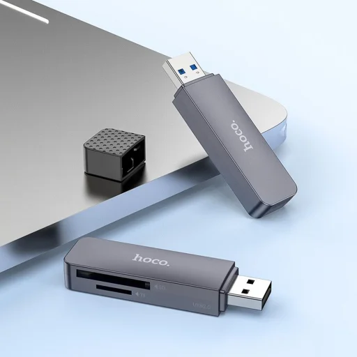 HOCO kártyaolvasó 2 az 1-ben USB A 3.0 HB45 fém szürke - 6