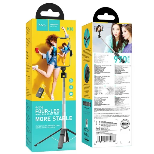 HOCO selfie bot bluetooth távirányítóval, négylábú K18 fekete - 9