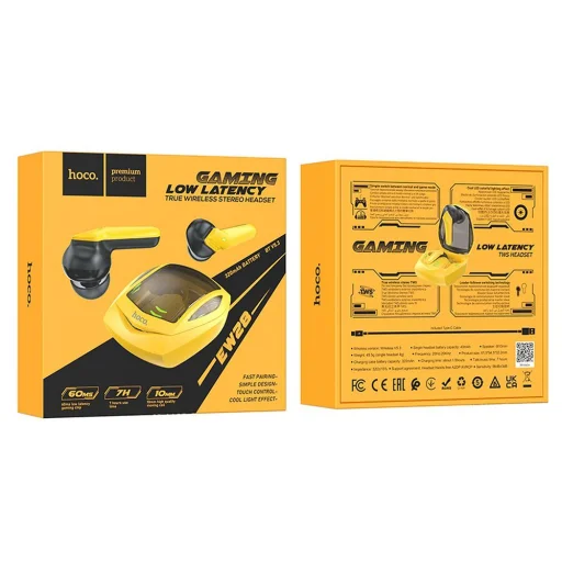 HOCO vezeték nélküli Bluetooth fülhallgató TWS EW28 sárga - 4