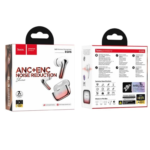 HOCO vezeték nélküli fülhallgató bluetooth TWS ANC ENC EQ16 vörös máz - 3