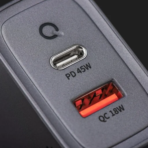 FORCELL F-ENERGY GaN VT-39 utazó töltő Type C + USB A PD QC4.0 4A 45W szürke - 3