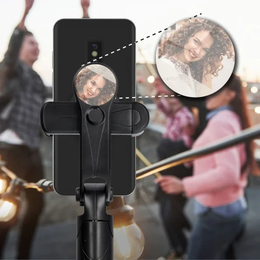 Combo selfie bot állvánnyal és távirányítóval bluetooth tükörrel fekete SSTR-11 - 2