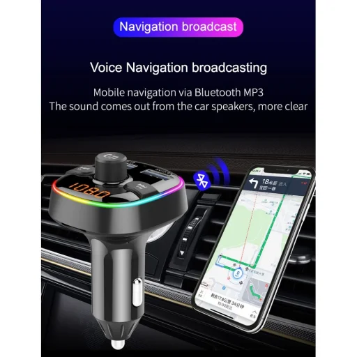 Transmiter FM MP3 Bluetooth 5.0 + kártya TF olvasó + 2xUSB QC3.0 BC52L - 13