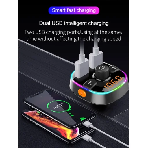 Transmiter FM MP3 Bluetooth 5.0 + kártya TF olvasó + 2xUSB QC3.0 BC52L - 3