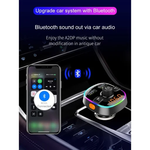 Transmiter FM MP3 Bluetooth 5.0 + kártya TF olvasó + 2xUSB QC3.0 BC52L - 9