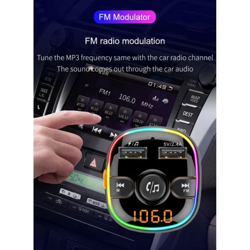 Transmiter FM MP3 Bluetooth 5.0 + kártya TF olvasó + 2xUSB QC3.0 BC52L - 10