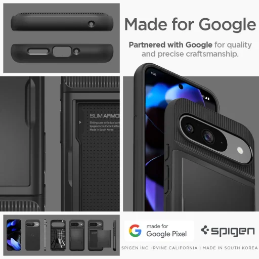 Google Pixel 9 / 9 Pro čierne puzdro SPIGEN Slim Armor CS - 17