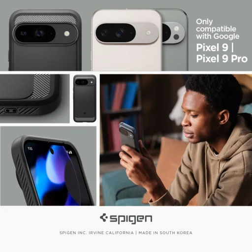 Google Pixel 9 / 9 Pro Matte Black Spigen Rugged Armor Tok - 11