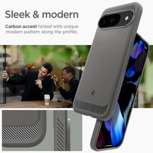 Google Pixel 9 / 9 Pro mramorovo sivé puzdro Spigen Rugged Armor - 12