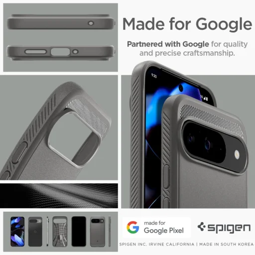 Google Pixel 9 / 9 Pro mramorovo sivé puzdro Spigen Rugged Armor - 16