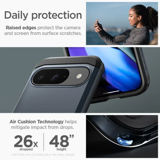 Puzdro Spigen Tough Armor pre Google Pixel 9 / 9 Pro, Metal Slate - 13